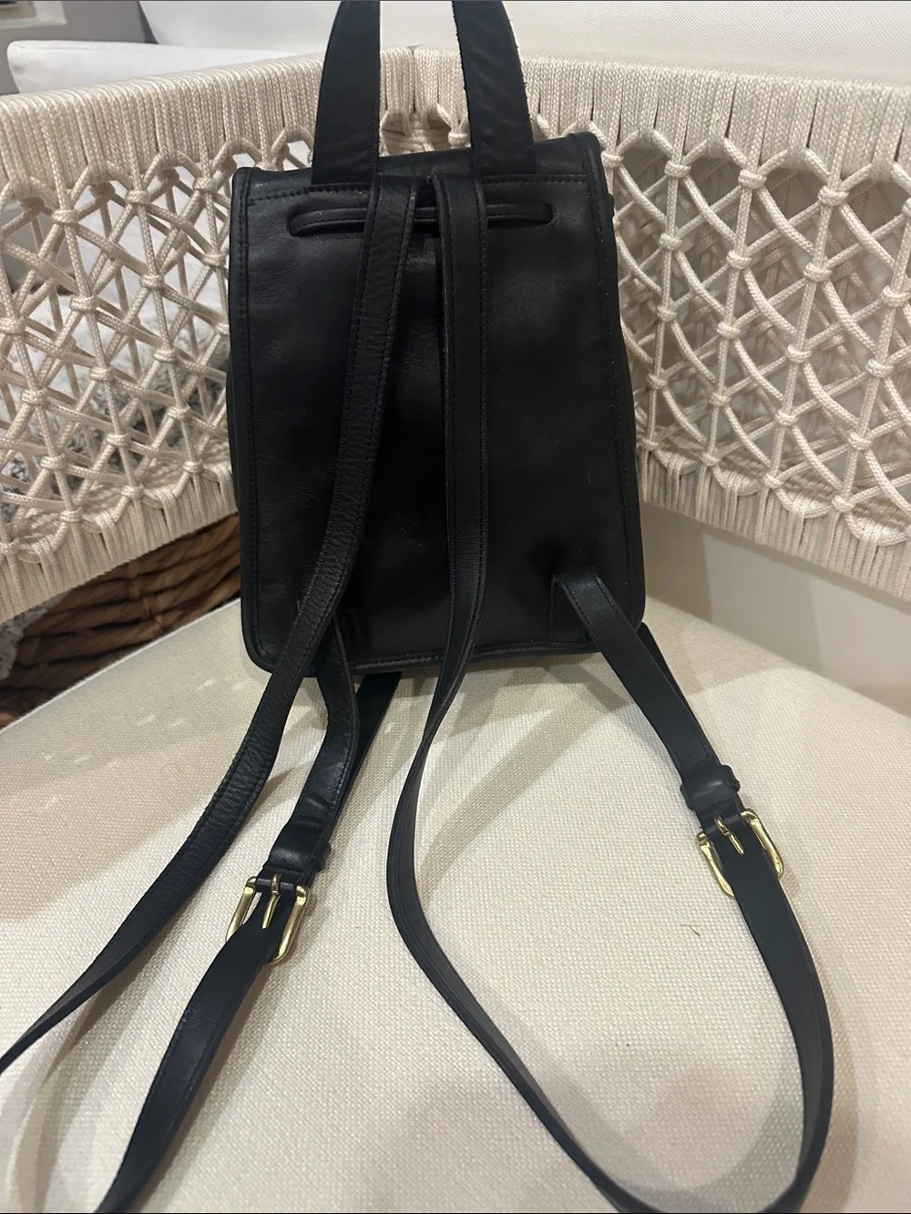 Vintage in great Condition Black Leather COACH Backpack Purse